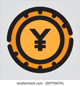 Isolated Color Outline Yen Scalable Vector Graphic