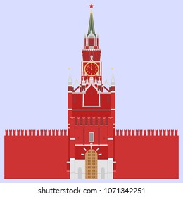 Isolated color vector of the Tower of the Moscow Kremlin.