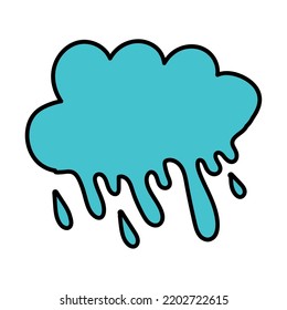 Vector emote de nube de lluvia de color aislado de los años 60