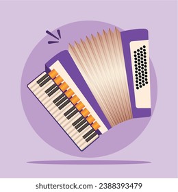 Isolated colored accordion musical instrument image Vector