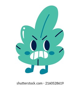 Isolated colored angry natural leaf emote Vector illustration