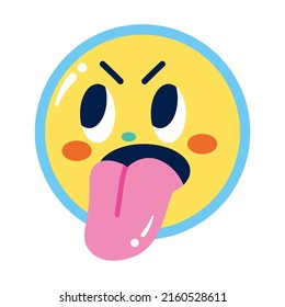 Isolación de color amarillo enfurecido emote redondo Vector ilustración