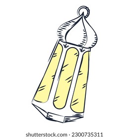 Isolated colored arab lamp sketch icon Vector