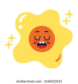 Isolated colored asleep fried egg emote Vector illustration