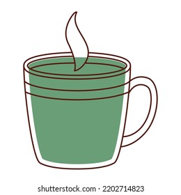 Isolated colored autumn coffee mug sticker icon Vector