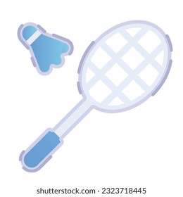 Einzeln gefärbter Badminton-Schläger und Shuttlescock-Symbol Vektorgrafik