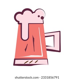 Mugre de cerveza de color aislado con icono de espuma Vector