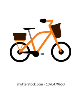 Isolated colored bicycle with a basket - Vector