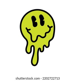 Isolated colored bizarre retro happy face emote Vector