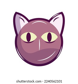 Isolated colored black cat avatar magic icon Vector