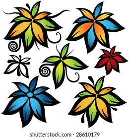 isolated colored blooming flowers vector illustration