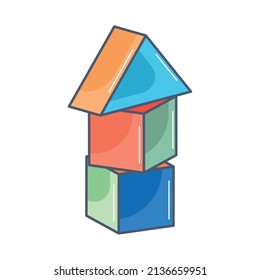 Isolated colored building cube toy icon flat design Vector