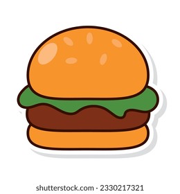 Einzeln gefärbtes Hamburger-Aufkleber-Symbol Vektor
