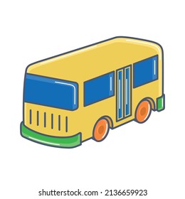 Icono de juguete de bus de color aislado de diseño plano Vector