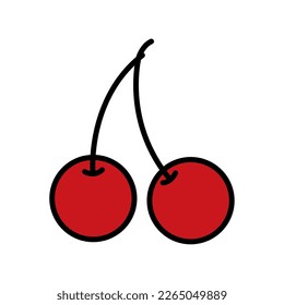 Isolated colored casino cherry icon Vector