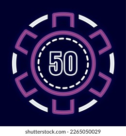 Icono de la moneda de la ruleta del casino de color aislado estilo Neon Vector