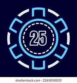 Isolated colored casino roulette coin icon Neon style Vector