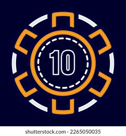 Icono de la moneda de la ruleta del casino de color aislado estilo Neon Vector