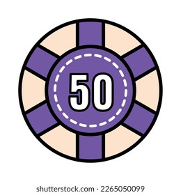 Isolated colored casino roulette coin icon Vector