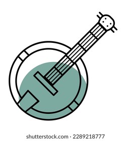 Isolated colored children sketch of banjo icon Vector