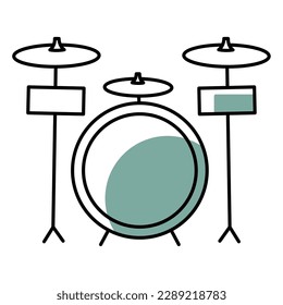 Isolated colored children sketch of drum set icon Vector