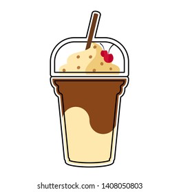 Isolated colored chocolate frappe icon with a straw - Vector illustration