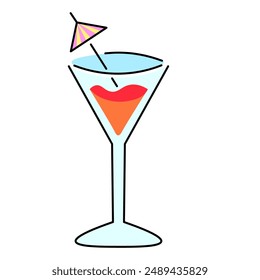 isolated colored cocktail glass icon on the theme of summer and vacation. design for logo sticker print poster
