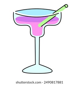 isolated colored cocktail glass icon on the theme of summer and vacation. design for logo sticker print poster