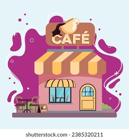 Isolated colored coffee shop building sketch icon Vector