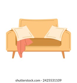 Isolated colored couch sketch icon with pillows Vector illustration