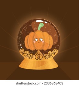 Balón de cristal de color aislado con una calabaza de halloween linda Ilustración vectorial