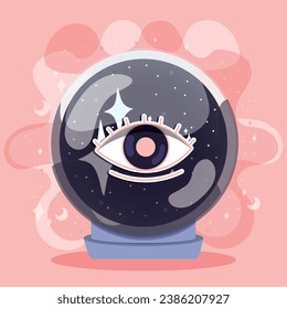 Isolated colored crystal ball with a fortune eye symbol Vector