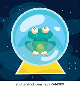 Balón de cristal de color aislado con un animal de rana Vector