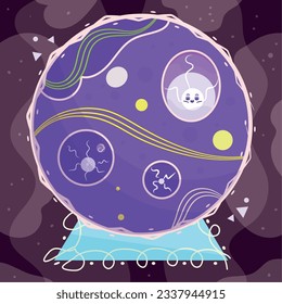 Isolated colored crystal ball with a planet shape Vector