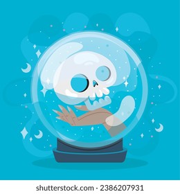 Isolated colored crystal ball with a skull symbol Vector