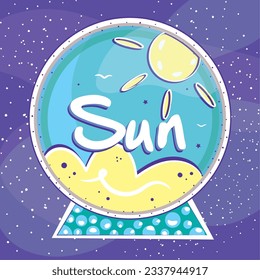 Isolated colored crystal ball with summer season Vector