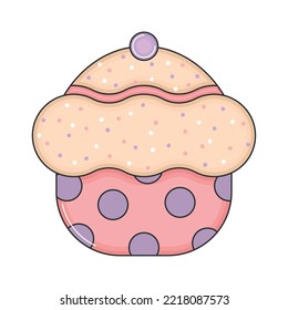 Isolated colored cupcake sketch icon Vector illustration