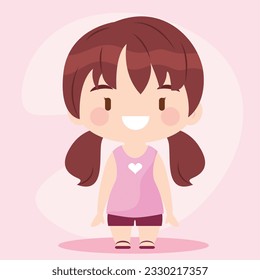 Isolated colored cute chibi female korean anime character Vector