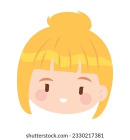 Isolated colored cute chibi female korean anime character Vector
