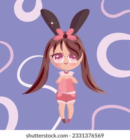 Isolated colored cute chibi female anime children hand drawn character Vector