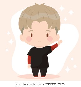 Isolated colored cute chibi male korean anime character Vector