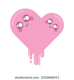 Isolación de color lindo forma de corazón emoji Vector ilustración