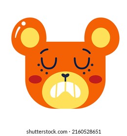 Isolated colored cute sad bear emote Vector illustration