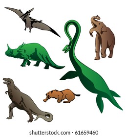 isolated colored dinosaurs vector illustration