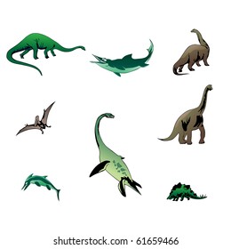 isolated colored dinosaurs vector illustration