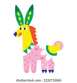 Isolated colored donkey alebrije icon Vector