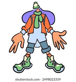 isolated colored doodle illustration of female in vector. element for logo design postcard poster logo sticker