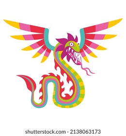 Isolated colored dragon alebrije mexican traditional cartoon Vector illustration