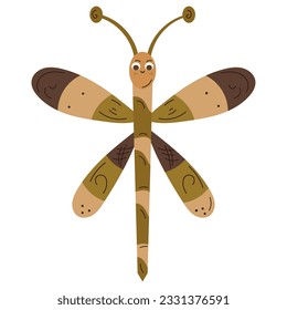Isolated colored dragonfly sketch character Vector
