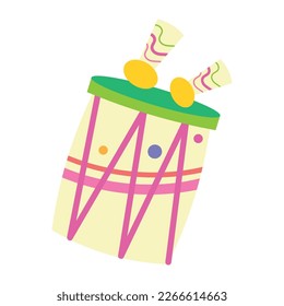 Isolated colored drum musical instrument icon Vector